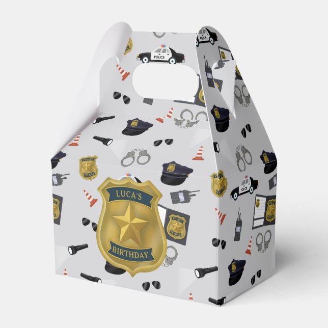 Caja Para Regalos Cumpleaños de policía con tema de policía (Front Side)