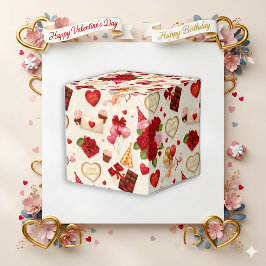 Caja Para Regalos Cumpleaños de San Valentín Floral Cupido Vintage