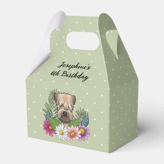 Caja Para Regalos Cumpleaños de Soft-Coated Wheaten Terrier con Flor (Front Side)