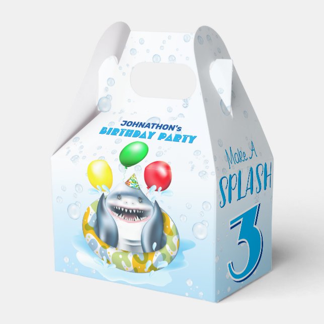 Caja Para Regalos Cumpleaños de tiburones niños (Front Side)