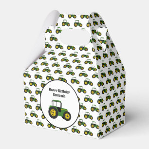Caja Para Regalos Cumpleaños de Tractores Verdes Personalizados