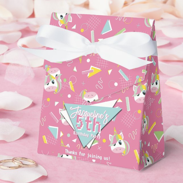 Caja Para Regalos Cumpleaños de Unicornio rosa Retro chicas (Boda)