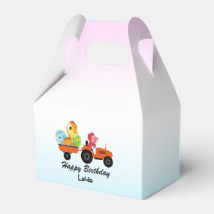 Caja Para Regalos Cumpleaños de vuelta al cole de niño con tractor d