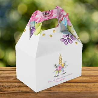 Caja Para Regalos Cumpleaños de Watercolor Floral Unicornio