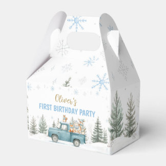 Caja Para Regalos Cumpleaños de Winter Onederland Animales del Bosqu