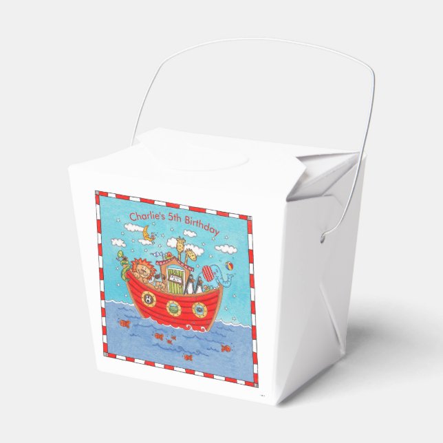 Caja Para Regalos Cumpleaños del Arca de Noé personalizado (Front Side)