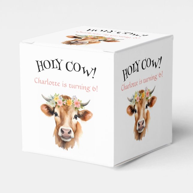 Caja Para Regalos Cumpleaños del Chica Floral de Vaca Santa de Jerse (Costado Anverso)