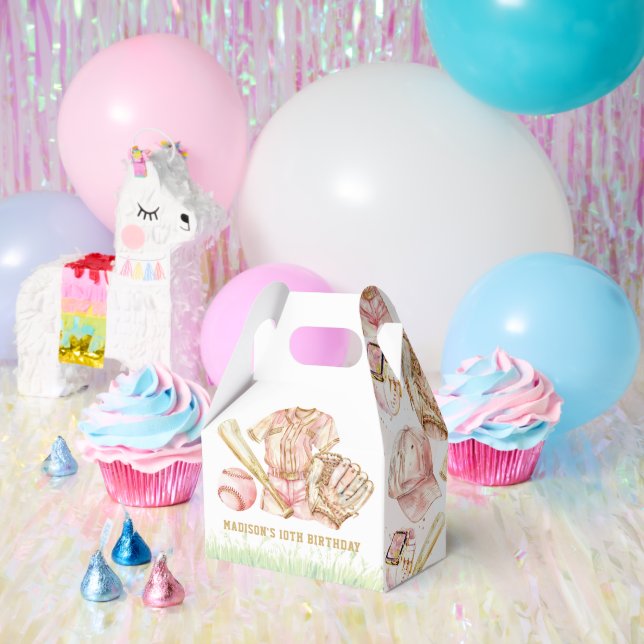 Caja Para Regalos Cumpleaños del Chica personalizado del béisbol (Fiesta)