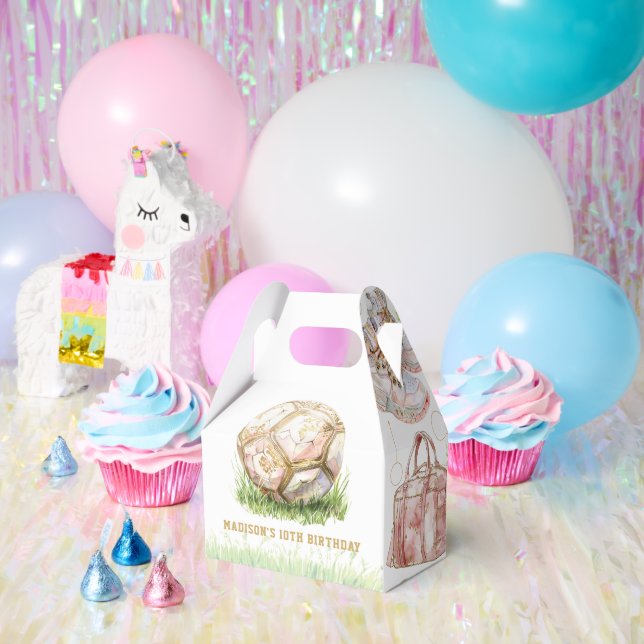Caja Para Regalos Cumpleaños del Chica personalizado del fútbol (Fiesta)