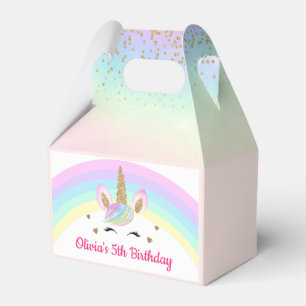 Caja Para Regalos Cumpleaños del Chica Purpurina de oro Rainbow Unic