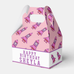 Caja Para Regalos Cumpleaños del Chica Rosa Cute Rocket