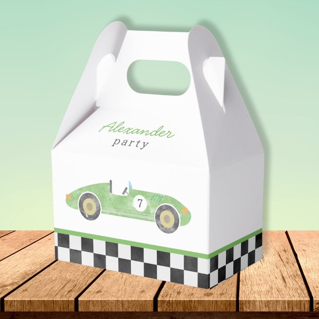 Caja Para Regalos cumpleaños del coche de carrera verde (Subido por el creador)