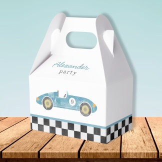 Caja Para Regalos cumpleaños del coche de carreras azules