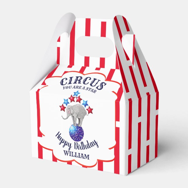 Caja Para Regalos Cumpleaños del Elefante de Circo (Front Side)