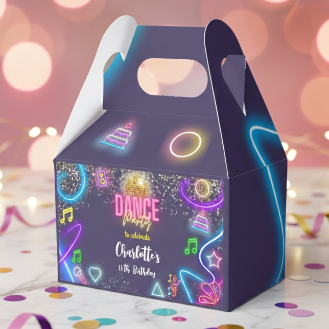 Caja Para Regalos Cumpleaños del fiesta de baile neón (Subido por el creador)