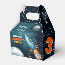 Caja Para Regalos Cumpleaños del niño aventura espacial en cohete