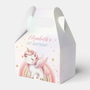 Caja Para Regalos Cumpleaños del Pastel de Oro Rosa de Unicornio