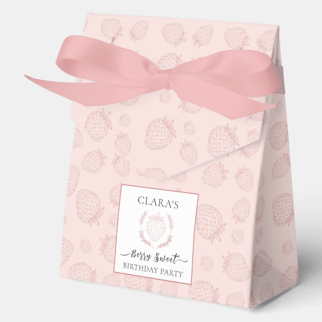 Caja Para Regalos Cumpleaños del patrón de fresa rosada (Anverso)