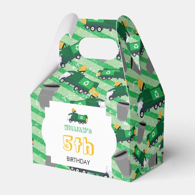 Caja Para Regalos Cumpleaños del patrón del camión de basura de reci (Front Side)
