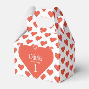 Caja Para Regalos Cumpleaños del primer amor, corazón rojo en la cub