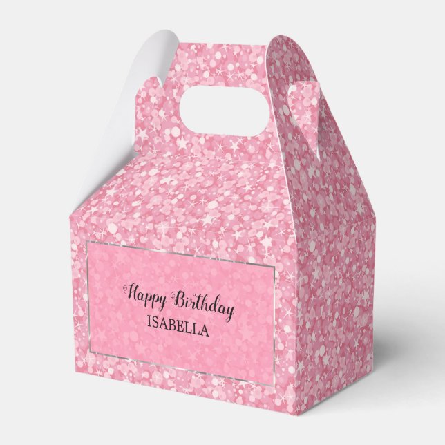 Caja Para Regalos Cumpleaños del Purpurina Rosado (Front Side)