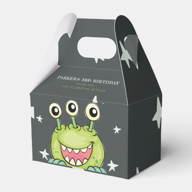 Caja Para Regalos Cumpleaños del tema del monstruo (Front Side)