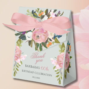 Caja Para Regalos Cumpleaños elegante con flores pintadas 60 o cualq