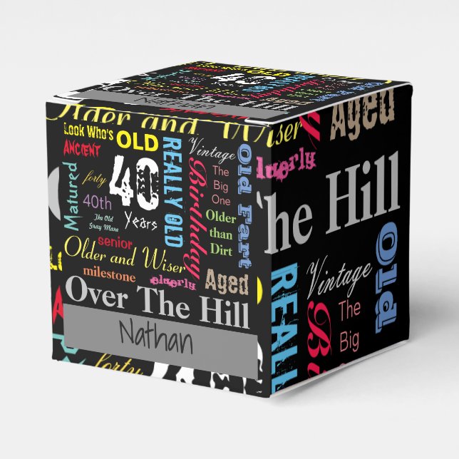Caja Para Regalos Cumpleaños Feliz 40 en estilo grafiti (Costado Anverso)