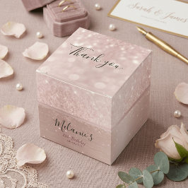 Caja Para Regalos Cumpleaños fiesta brillo rosa dorado metálico nomb