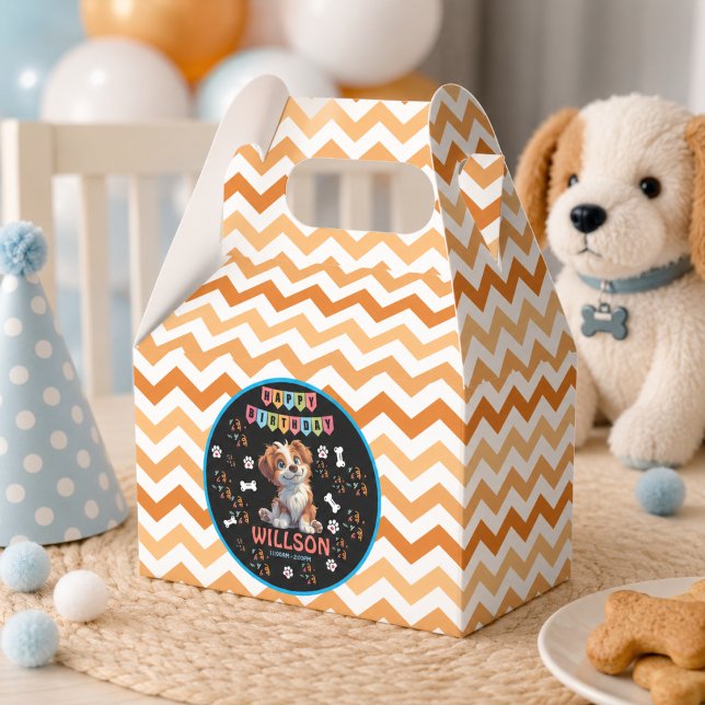 Caja Para Regalos Cumpleaños Fiesta de Cachorros | Tema de Perro par (Puppy Party Birthday | Cute Kids Dog Theme Favor Boxes)