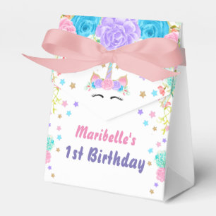Caja Para Regalos Cumpleaños floral personalizado del unicornio de