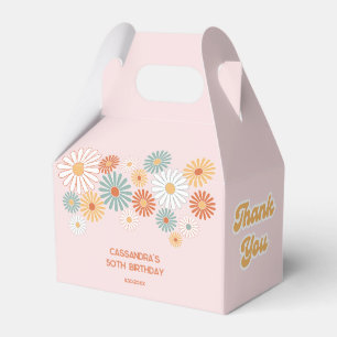 Caja Para Regalos Cumpleaños Floral Retro Daisy Boho Groovy