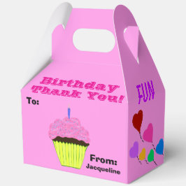 Caja Para Regalos Cumpleaños Gracias Pastel Rosa Corazones Globos
