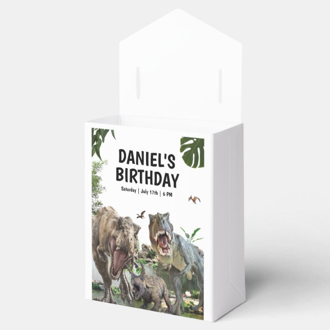 Caja Para Regalos Cumpleaños imprimible de dinosaurio, cumpleaños de (Abierto)
