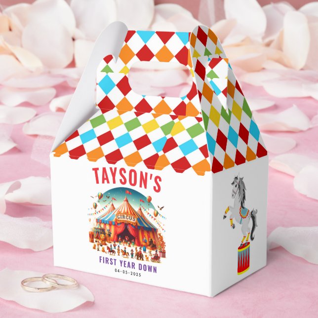 Caja Para Regalos Cumpleaños moderno lindo circo carnaval 1er cumple (Boda)