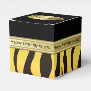 Caja Para Regalos Cumpleaños negro y amarillo-naranja elegante de l
