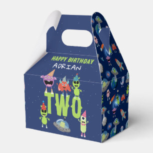 Caja Para Regalos Cumpleaños Nombre Edad de Niños Monstruo Alien Esp