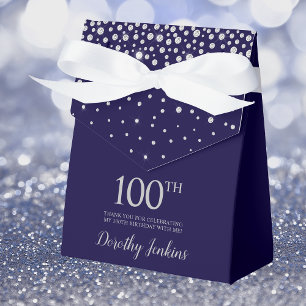Caja Para Regalos Cumpleaños número 100 azul marino brillante agrade