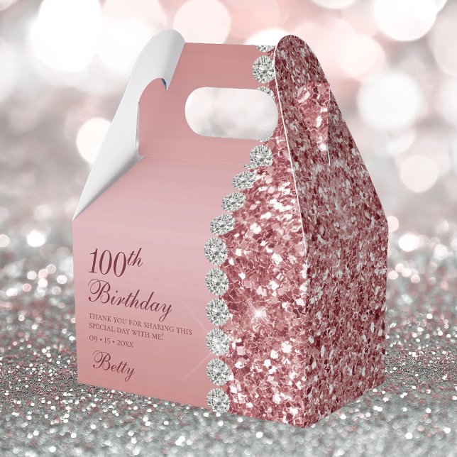 Caja Para Regalos Cumpleaños número 100 de Rosa Elegante (Subido por el creador)