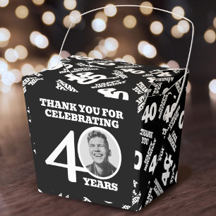 Caja Para Regalos Cumpleaños personalizado 40 foto negro blanco