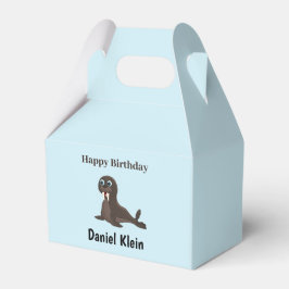 Caja Para Regalos Cumpleaños personalizado adorable foca gris azul