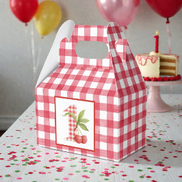 Caja Para Regalos Cumpleaños primero rojo gingham de cereza del bebé