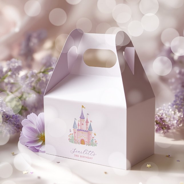 Caja Para Regalos Cumpleaños Princesa Castillo Encantado Niñas (Princess Castle Girls Birthday Party Gable Boxes)