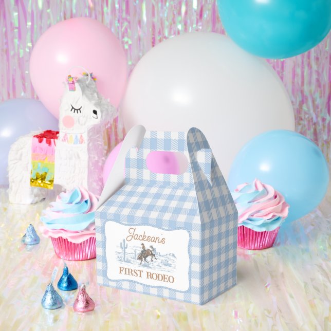Caja Para Regalos Cumpleaños Rodeo de Vaquero Azul Occidental (Fiesta)