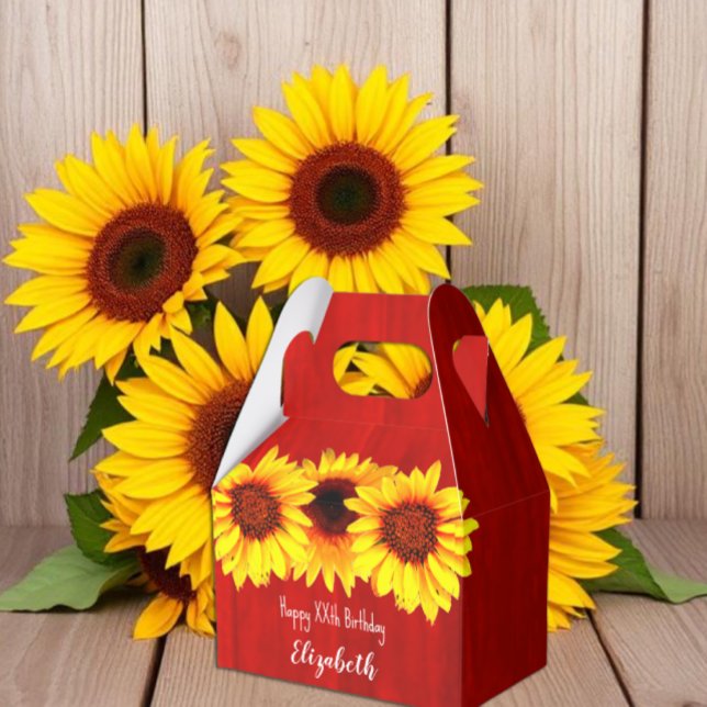 Caja Para Regalos Cumpleaños Rústico de Madera de Girasol (Subido por el creador)