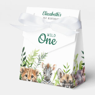 Caja Para Regalos Cumpleaños Salvaje Lindo Safari Animales 1er