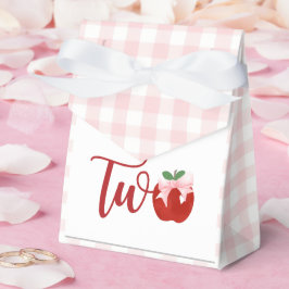 Caja Para Regalos Cumpleaños segundo manzana lazo rosa a cuadros