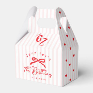 Caja Para Regalos Cumpleaños Seis Siete Meme Rosa Rojo Coquette Sépt