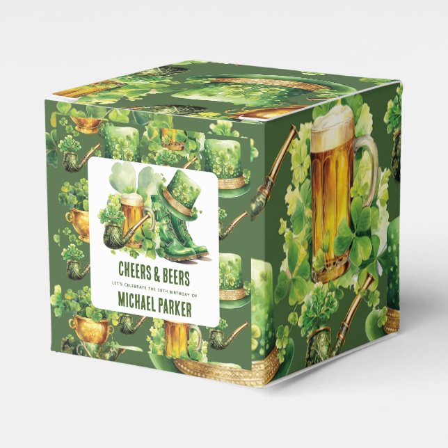 Caja Para Regalos Cumpleaños St Patrick's Day Cheers Beers (Costado Anverso)