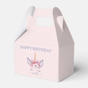 Caja Para Regalos Cumpleaños unicornio floral